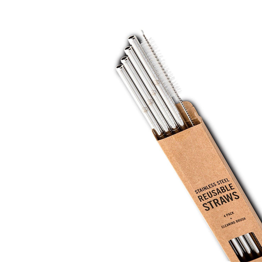 Straws 4pcs &  Cleaning Brush Pack | ストロー 4ピース& クリーニングブラシパック STEEL スチール - スペースジョイ.トーキョー | SPACEJOY.TOKYO